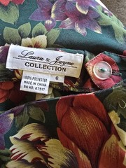 Vintage 80s Skirt Laura & Jayne Collection Midi Green Floral Cottage Core Size 6