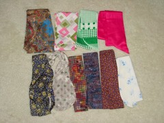 Vintage Accessory Lot 10 Neck Scarves? or Hair/Head Ties or Fabric Belts?