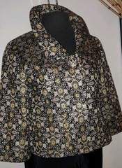 Vtg 60s Gold Lame Lurex Jacquard Metallic Short Crop Jacket Evening Suit Coat M