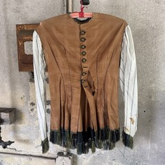 Antique Victorian Frankenstein Bodice Fringe Striped Blouse Dress Top Vintage