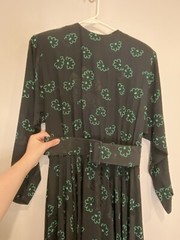 Vintage 100% Silk 80s Raul Blanco Dress Black & Green Flower Dress Sz 12