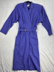 Vintage 80s Joseph Ribkoff Purple Dress Suit One Piece With Belt Button Up Skirt