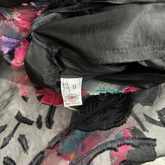 Vintage 80s Raul Blanco Black Pink Tulle Floral Sweater Chiffon Skirt Set Sz XS