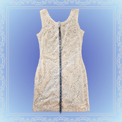 medium mid-length vintage hand beaded ivory Scala wedding dress