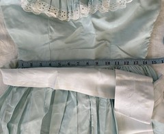 Vintage 80s 90s Ice Blue Ruffle Eyelet Lace Prom Gown – Romantic Sash – S