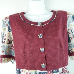 Vintage Handmade 90s Dress Prairie Granny Novelty Cute Teacher M Midi Cottage