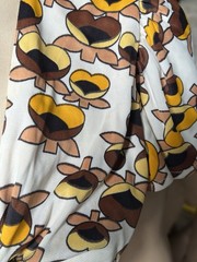 Vintage 70s Wrap Blouse Top Sunflower Hippie Tie Cap Sleeve Summer Poly