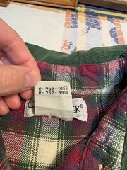VTG 1990s Cabin Creek Plaid Flannel Shirt Green Pink Petite M Corduroy Collar