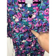 Vintage Floral Culotte Romper Dress Purple Black Secretary Style Medium/12