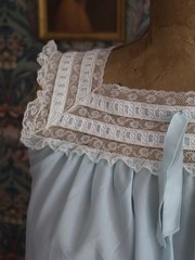 Vintage 1940s Barbizon Blue Nylon Lace Trim Nightgown | Romantic Boudoir