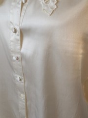 Vtg 80s 90s Worthington Blouse W Cut-out Embroidered Collar 10Petite Secretary