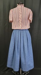 Vintage Miss Fashionality Pink/Purple/White Striped Button Down Top Size 9/10