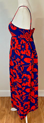 Vtg 60s Holiday Shops Nalii Blue Coral Floral Convertible Straps Hawaiian