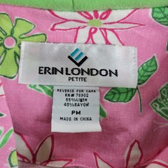 VTG Erin London Petite Pant Set Womens PS/PM Pink Green Floral Full Zip Hood