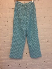 Sears VTG 70s cropped wide leg high waist cotton gingham pants blue Xs Mod