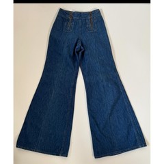 Vintage Altered 70’s High Waist Jeans Double Zipper Flare Blue Denim Size 23
