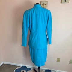 80s Power Suit vibrant turquoise vintage skirt suit vtg Sz 14 (Med) NWT