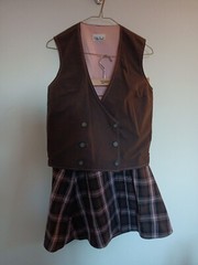 1960’s Vtg. Bobbie Brooks Pink Brow Plaid Mini Skirt W Side Zipper Button…