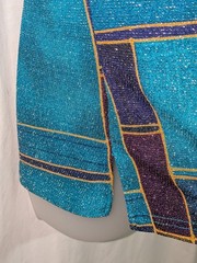 VTG 90s Erin London Short Sleeve Stretch Sparkly Color Block Shirt Sz M