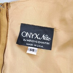 VTG Onyx Nite Gold Metallic Fit & Flare Dress 14 Classic Tulle Formal Prom Hoco