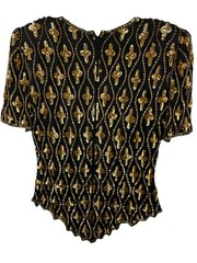 Vintage 80s Lawrence Kazar Sequin Crosses Cocktail Top Byzantine Orthodox