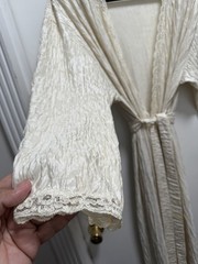Vtg Lucie Ann II Robe Shimmer Ivory Peignoir Gown & Robe Lace 1990’s See Pics Sz
