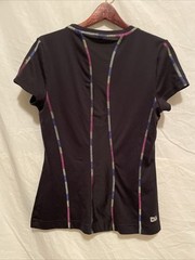FILA Performance Women’s Vintage Mesh Back Workout Shirt Neon Color Stitch Sz S