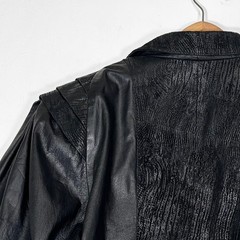 VTG 80s G-III Black Leather Biker Western Jacket Womens M Cropped Puff Sleeve