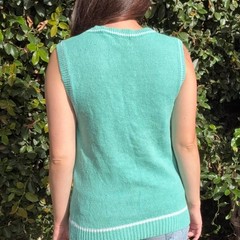 Vintage 80s 90s Wye Oaks Teal Retro Sweater Ski Vest