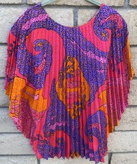 Pleated Caftan Top Colorful Psychedelic Hippie Mod Tiki Aloha 60s 70s Vintage