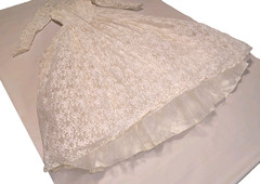 1950’s VTG Lace Tiered Wedding Gown Cupcake Tulle Wedding Dress ❤️ Sz 12 UNION