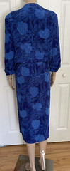 Vintage Stuart Alan 14 Royal Blue Abstract Bubble Waist Secretary Blouson Dress