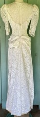 VTG 80’s Deco Wedding Satin Basque Waist Sweetheart Neckline Lace Train Bustle 8