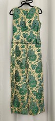 Park Shop Green & Gold Jacquard Brocade Dress & Jacket Size 6-8 Vintage 60s mCL