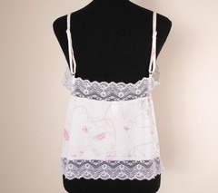 VTG BESTFORM Cami Tank Top Floral White Slip M Adjust Strap Nylon Lace 38 NWOT