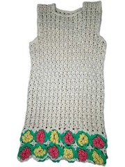 Vintage 70s Crochet Dress Handmade Boho Hippie Floral Granny Square Tunic M