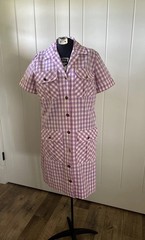Vintage 1960’s Serbin Florida Designed By Muriel Ryan Purple Gingham House Dress