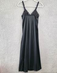 Vintage Aristocraft By Superior Nylon Lace Nightgown Small Black Sheer Top