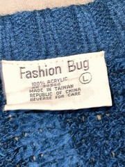 NEW 1970s Charming Shoppes Fashion Bug Sweater Blue Stripe Size L 100% Acrylic