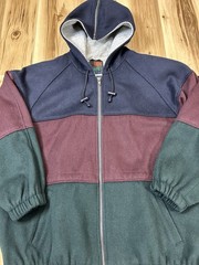 Vintage 1990s Wool Bomber Jacket New York Classics Zip Flat Hooded 3XL Coat