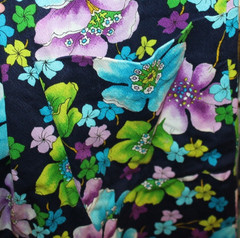 Sears Vintage 1970’s barkcloth Maxi Dress Tropical Womens sz (bin114)