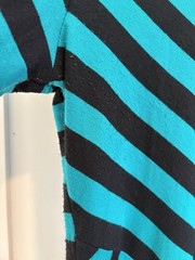 Byer Too Knit Dress Vintage 80s Black Turquoise Diagonal Stripe Sz 9 10