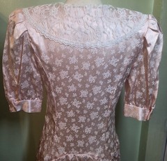 VTG 80s Joni Blair Romantic Lace Collar Pink Satin Dress Sz 7 Cottage Prairie
