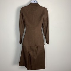 Larry Levine Skirt Suit sz S Brown Dark Academia Old Money Office Chic VINTAGE