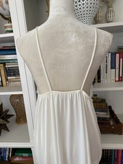 60s Lorraine Nylon Nightgown Spaghetti Strap Cream Ivory Nylon USA V Neck