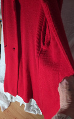 I.B. DIFFUSION Small Cardigan Sweater Coat Bright Red Mohair Blend Oversized/