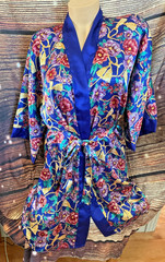 Vintage JO Intimates Chemise & Robe Set Floral Polyester Set Size S