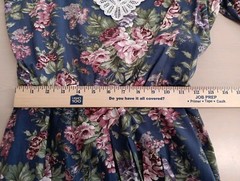 VTG 80s Dress Size 12 Floral Blue Blouson Midi Exaggerated Collar Cottage Core