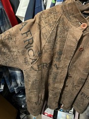 Vintage The African Star Long Leather Coat, 1590 Topography Maps Beautiful!