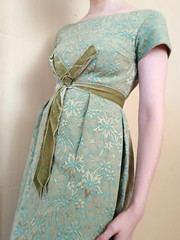 1960s Maxi Prairie Gown Floral Print Velvet Bubble Skirt Hostess XS S 34